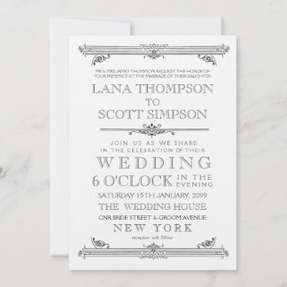 Convite de Casamento com Tipografia Preto e Branco