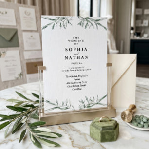 Convite de Casamento com Vegetação em Aquarela Ele