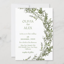 Convite de Casamento com Vegetação em Aquarela Rús