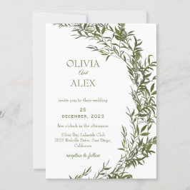 Convite de Casamento com Vegetação em Aquarela Rús