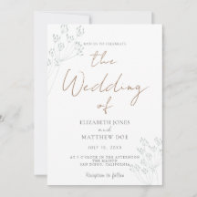 Convite de Casamento com Vegetação Romântica