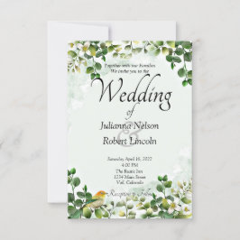 Convite de casamento com verde de Eucalipto