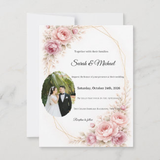 Convite de Casamento com Verde e Arco Elegante com