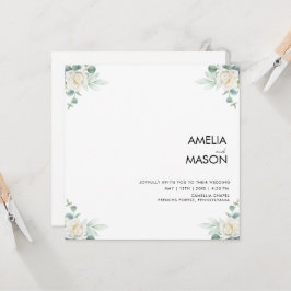 convite de casamento com verde eucalipto