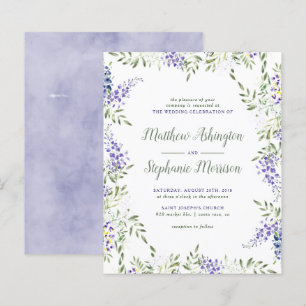Convite de Casamento com Wisteria em Aquarela Econ