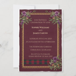 Convite de Casamento com Xadrez Celta Cardo Escocê