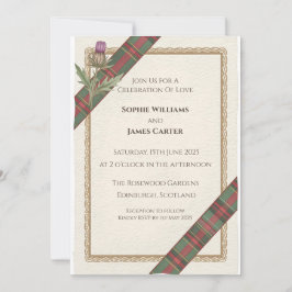 Convite de Casamento com Xadrez Celta Cardo Escocê