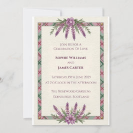 Convite de Casamento com Xadrez Celta Cardo Escocê