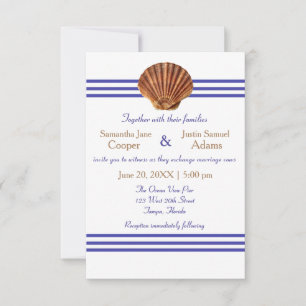 Convite de Casamento Concha Náutica - 3x5