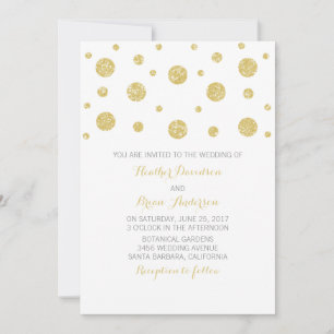 Convite de casamento Confetti Glitter Dourado
