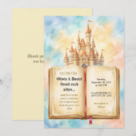 Convite de Casamento Conto de Fadas Castelo Pastel