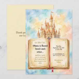 Convite de Casamento Conto de Fadas Castelo Pastel