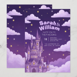 Convite de Casamento Conto de Fadas Castelo Roxo