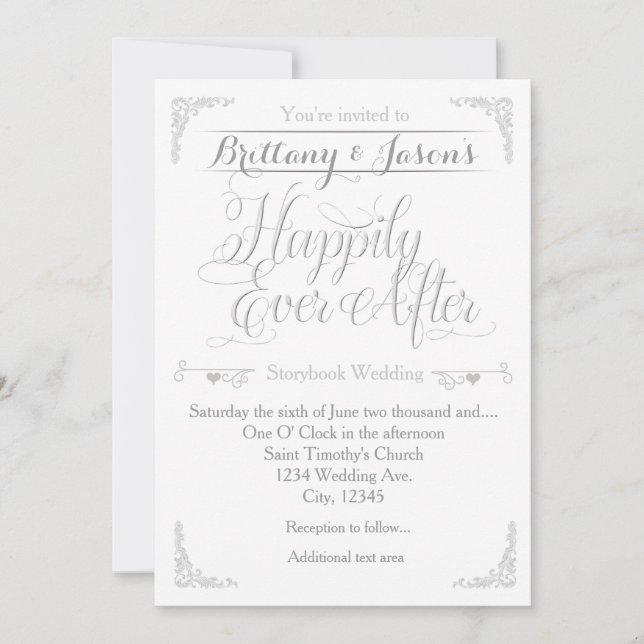 Convite de Casamento Conto de Fadas Feliz para Sem (Frente)
