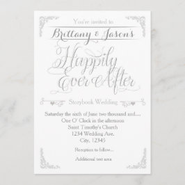 Convite de Casamento Conto de Fadas Feliz para Sem