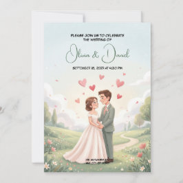 Convite de Casamento Conto de Fadas Romântico