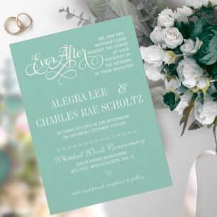 Convite de Casamento Conto de Fadas Verde Menta Ev