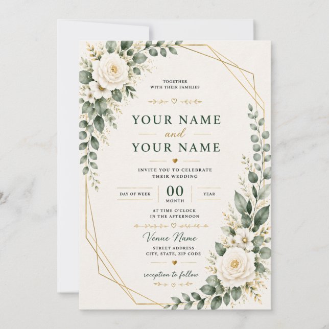 convite de casamento, convite de casamento elegant (Frente)