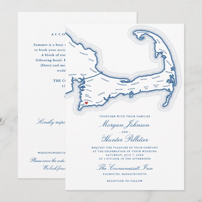 Convite de Casamento Coonamessett Inn Tudo-em-Um Q (Frente/Verso)