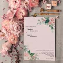 Convite De Casamento Cor-De-Rosa Blush