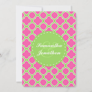 Convite de casamento cor-de-rosa e verde do teste