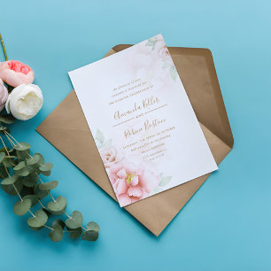 Convite De Casamento Cor-de-Rosa Espelho Floral El