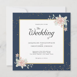 Convite De Casamento Cor-De-Rosa marinho Azul Esma