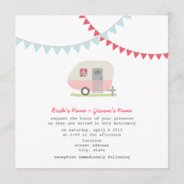 Convite de casamento cor-de-rosa retro do reboque