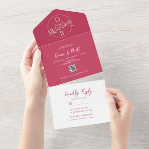 Convite de Casamento Cor-de-Rosa Vibrante Ousado T