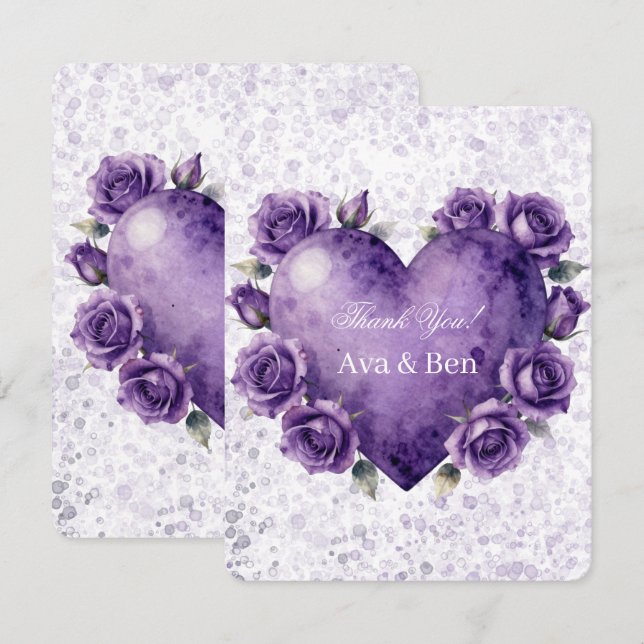 Convite de Casamento Coração e Rosas Pintados de R (Frente/Verso)