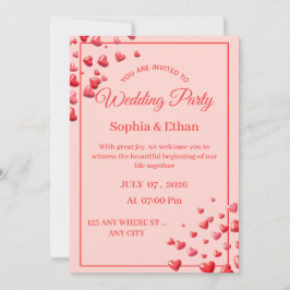 Convite de Casamento Coração Romântico Editável