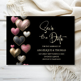 Convite de casamento Corações Rosa para salvar a d