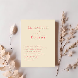 Convite de Casamento Coral Moderno Minimalista em 