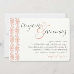 Convite de Casamento Coral Simplesmente Elegante