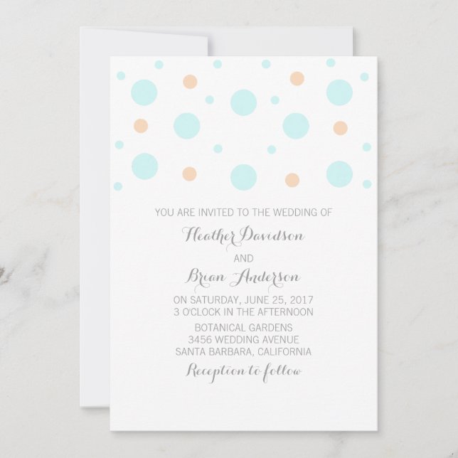 Convite de casamento Coral Turquoise Confetti (Frente)