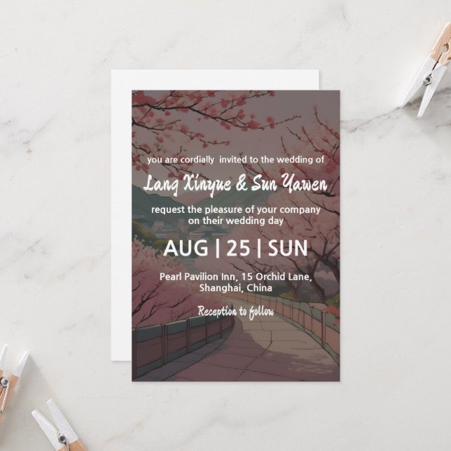 convite de casamento coreano (Frente/Verso In Situ)