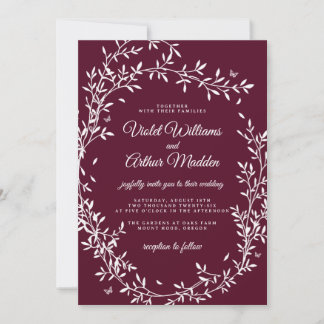 Convite de Casamento Coroa Botânica Borgonha