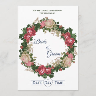 Convite de Casamento Coroa de Rosas Elegantes