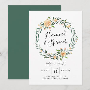 Convite de Casamento Coroa de Rosas Pêssego