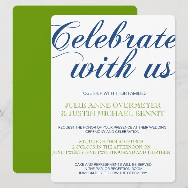 Convite De Casamento Corrin Calliographic (Frente/Verso)