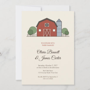 Convite de Casamento Country Celebração em Celeiro