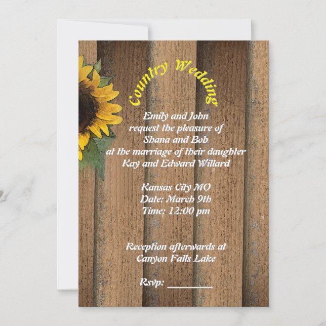 Convite de casamento country com arte da noiva  (Frente)