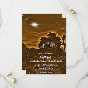 Convite de casamento country com luz cintilante rú