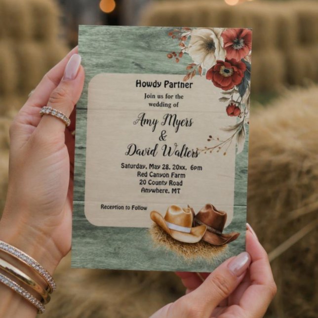 Convite de Casamento Country Cowboy Western (enfer (Criador carregado)