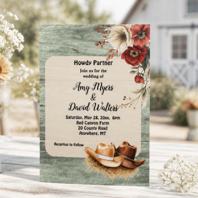 Convite de Casamento Country Cowboy Western (enfer (Criador carregado)