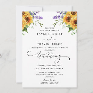Convite de Casamento Country Sunflower