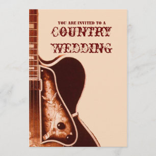 Convite de casamento country western com guitarra 