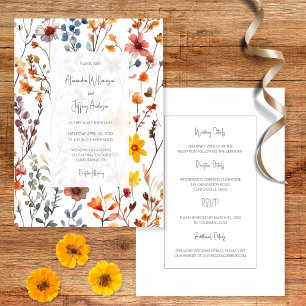 Convite de Casamento Country Wildflowers