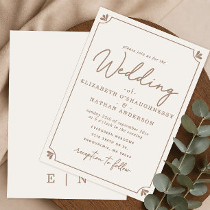 Convite de Casamento Creme com Letra Elegante Mode