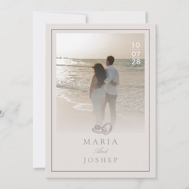 Convite de casamento creme elegante moderno editáv (Frente)